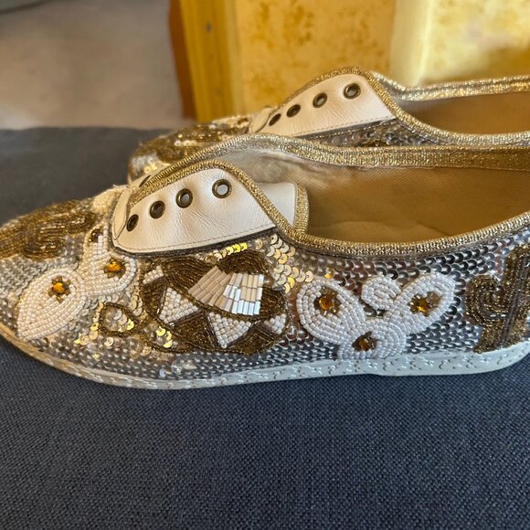 Frankie and Baby Sequin gold/ sliver  sneakers - Picture 5 of 6